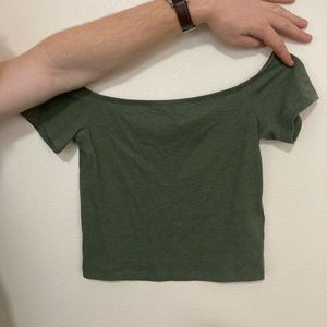 Off the shoulder green crop top